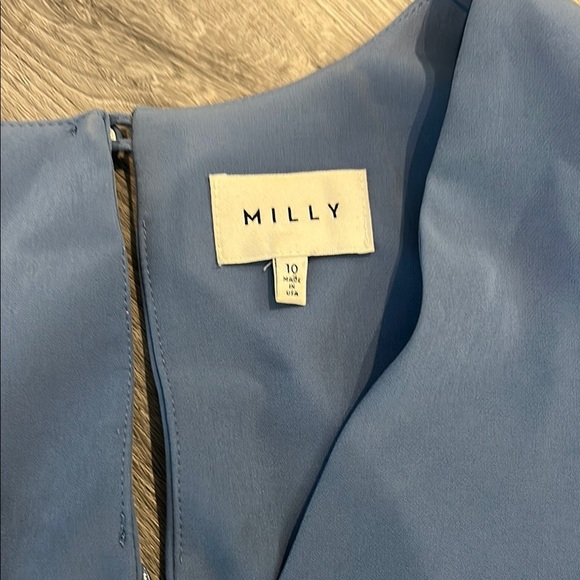 MILLY Blue Ruffled Italian Nicole Dress Sz 10 - Picture 8 of 16